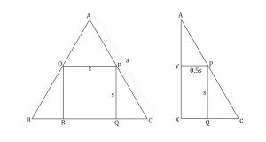Persegi terbesar di dalam segitiga samasisi